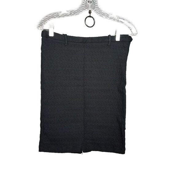 Max Edition Black Textured Knee Length Pencil Skirt Size 6 Stretch Back Vent - Picture 1 of 14